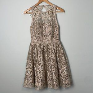 NWT Le Chateau Sparkly Gold and Silver Party Dress Size 2